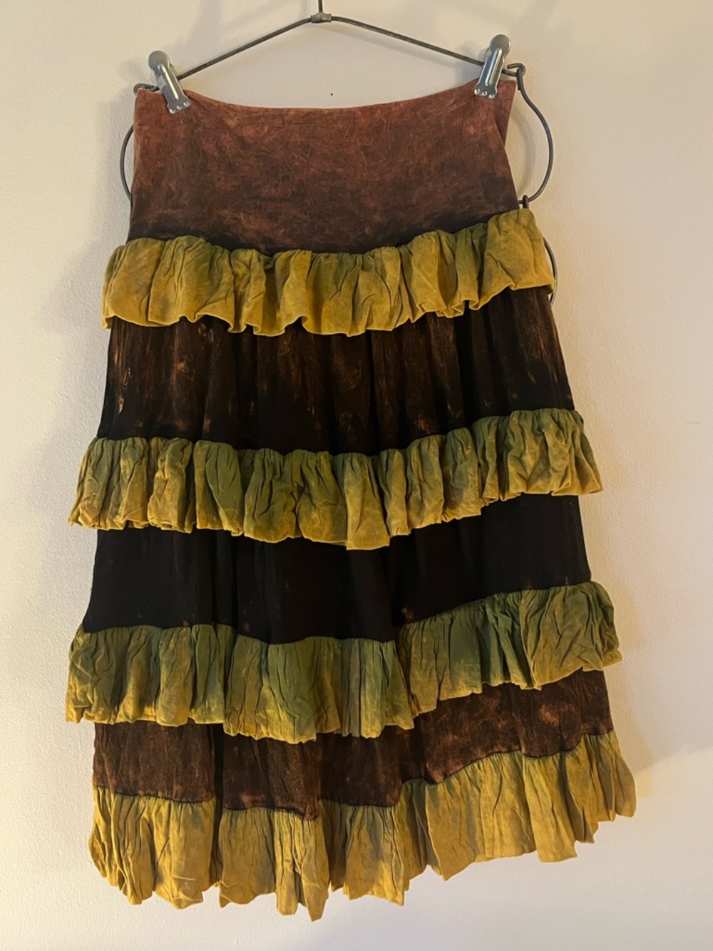 Rising International Tiered Ruffle Skirt, hand-dyed. Size M. Cotton